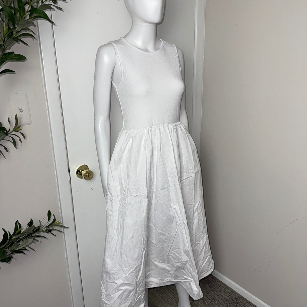 Commense Sleeveless White Dress with Pockets Casual Summer Midi Dress Size M - Picture 7 of 10